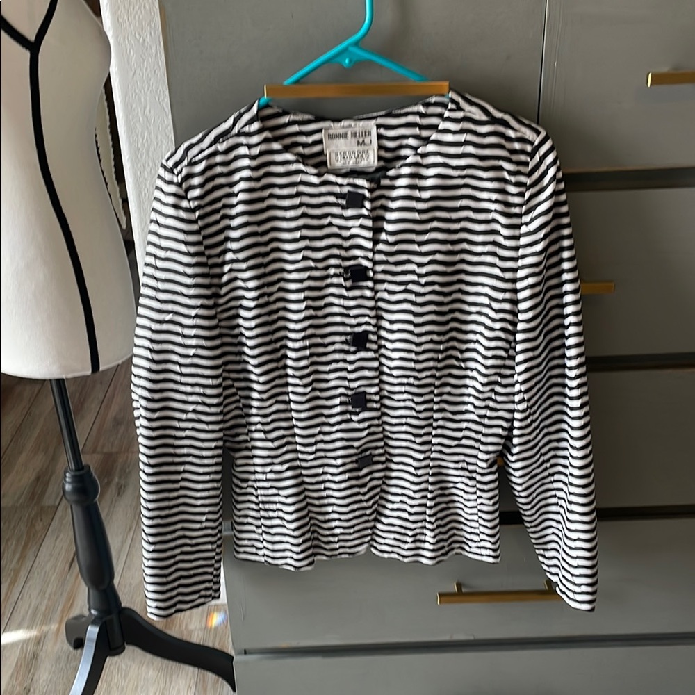 Black and White Striped Blazer